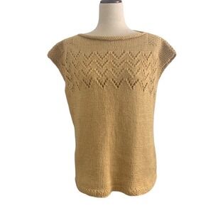 Mustard Yellow Rollneck Sweater Vest M/L Chunky Knit Quiet Luxury Preppy Boho